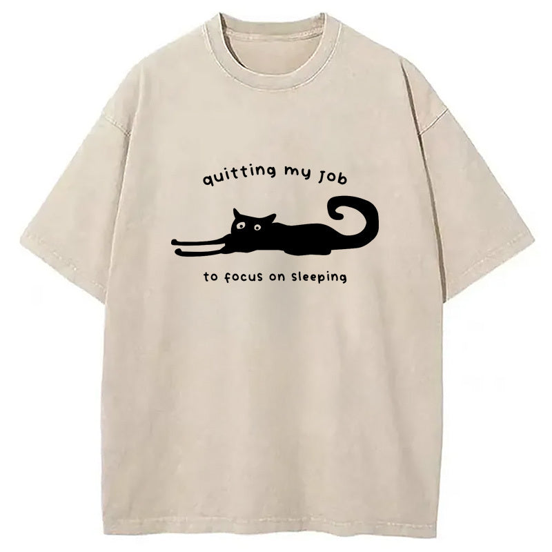 Quitting My Job Washed T-Shirt Unisex Streetwear Graphic Style Gifts For Her - Gypsysystersgift