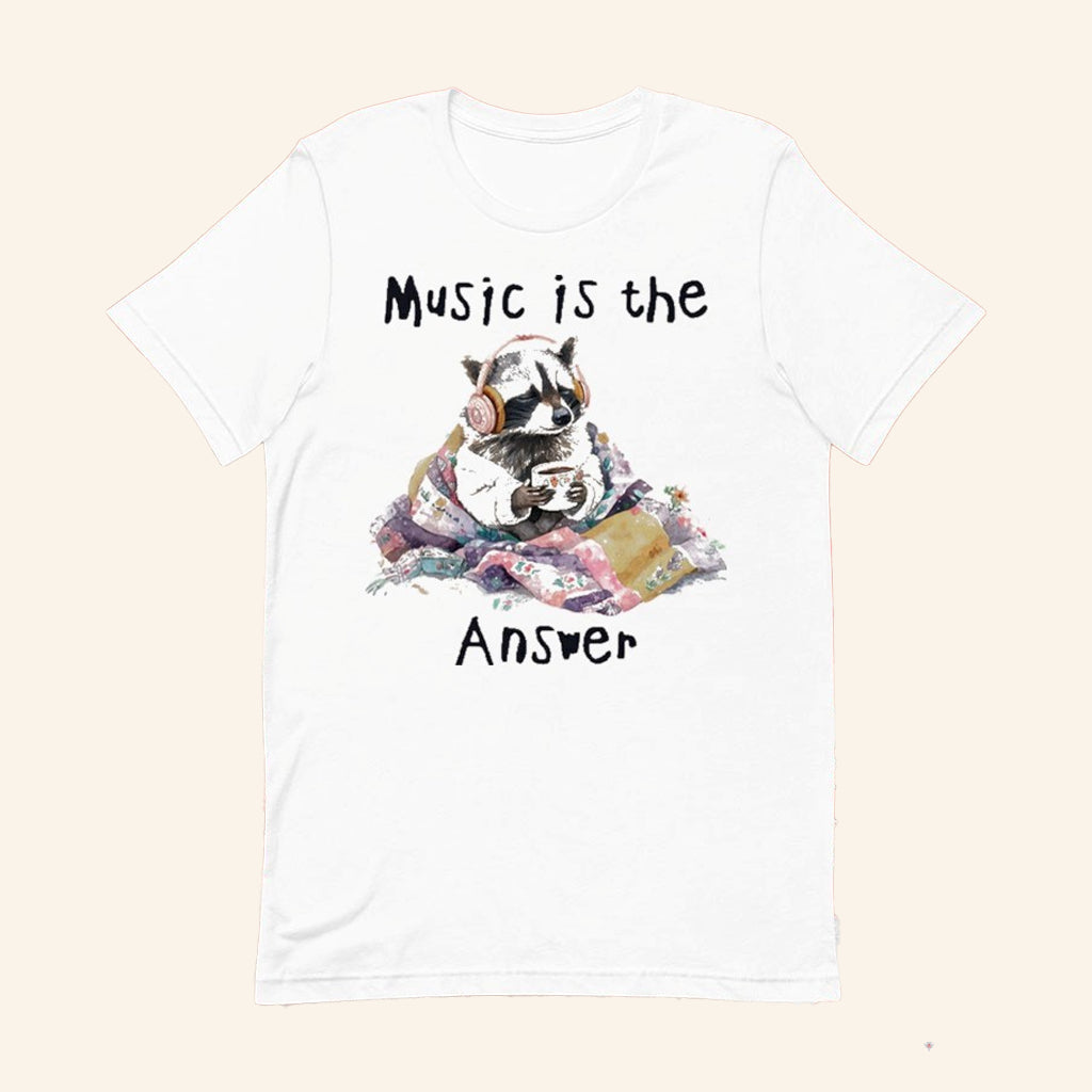 Raccoon Music Is The Answer T-Shirt Unique Music Lover Slogan Shirt Raccoon Themed Gifts - GypsysystersGift