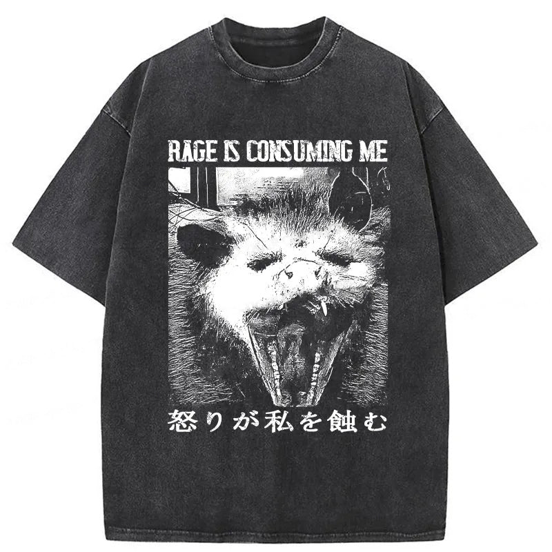 Rage Is Consuming Me Opossum Washed T-Shirt Funny Quote Unisex Shirt Gifts For Him - Gypsysystersgift