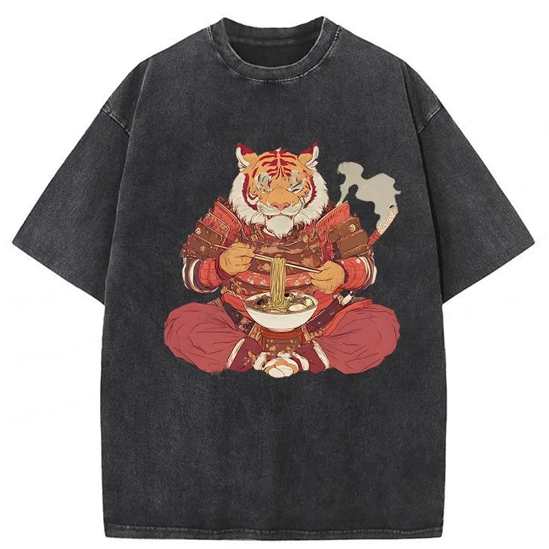Ramen Lover Tiger Washed T-Shirt Classic Graphic Fashion Tee Gifts For Him - Gypsysystersgift