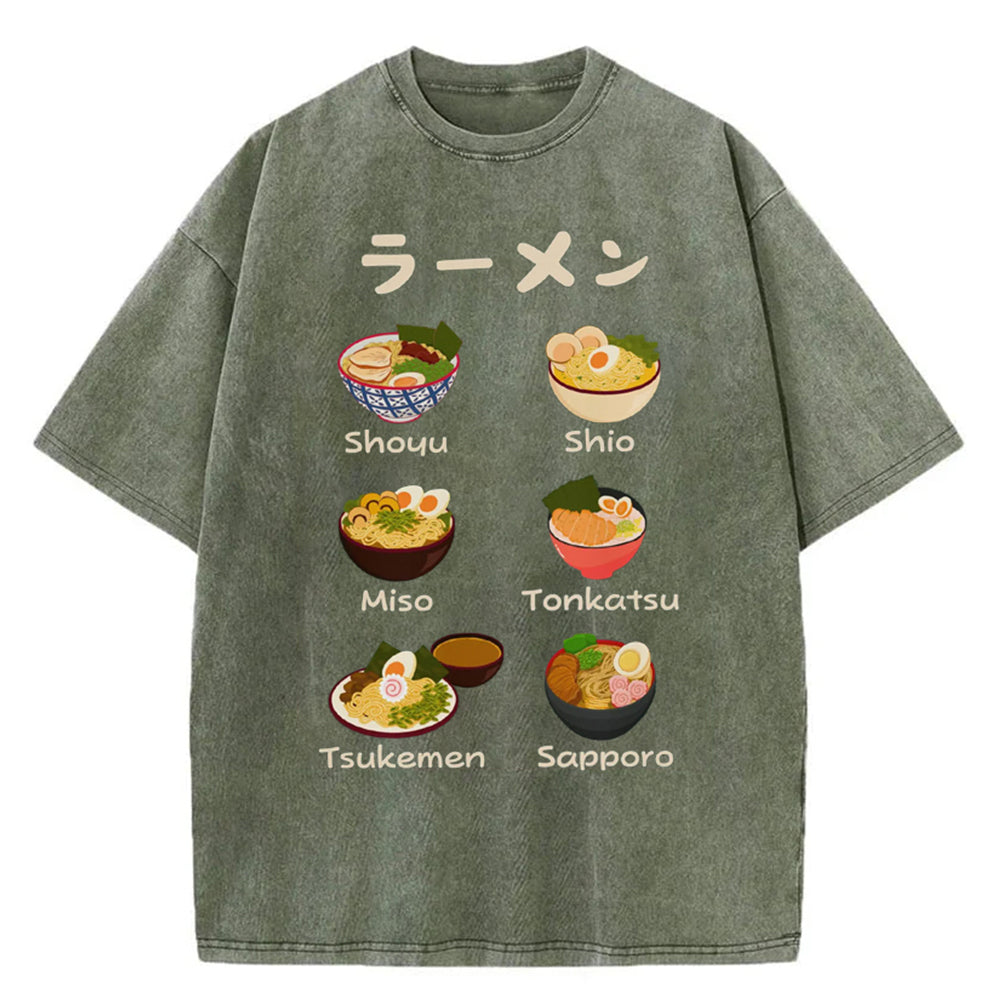 Ramen Noodles Foodie Japanese Aesthetic Washed T-Shirt Funny Graphic Gift For Friends Gifts For Her - Gypsysystersgift