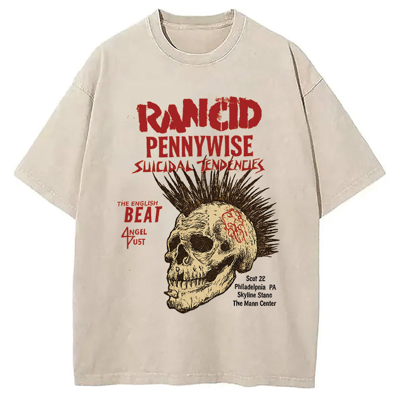 Rancid Pennywise Skull Washed T-Shirt Classic Graphic Fashion Tee Gifts For Him - Gypsysystersgift