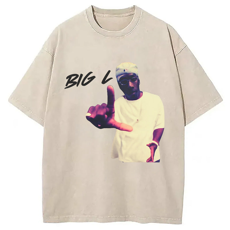 Rapper Big L Hip Hop Washed T-Shirt Minimal Retro Graphic Clothing Gifts For Sister - Gypsysystersgift