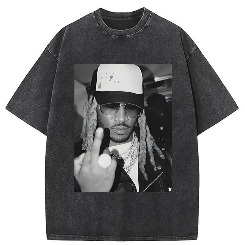 Retro Future Hiphop Rapper Washed T-Shirt Casual Oversized Outfit Style Gifts For Her - Gypsysystersgift