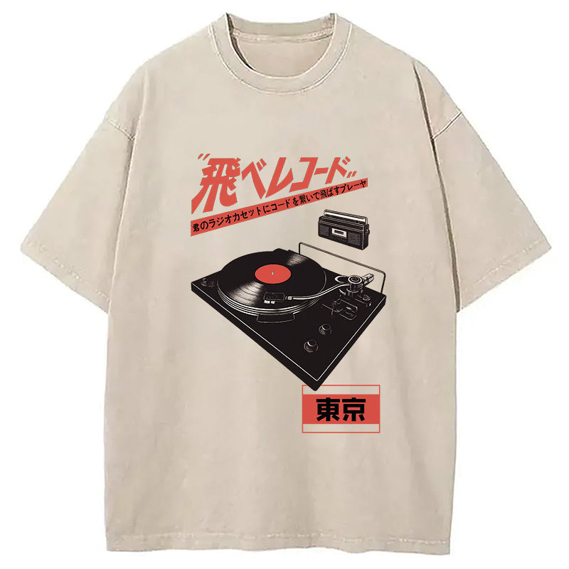 Retro Japanese Tokyo Music Washed T-Shirt Cool Graphic Tee For Men Women Gifts For Brother - Gypsysystersgift