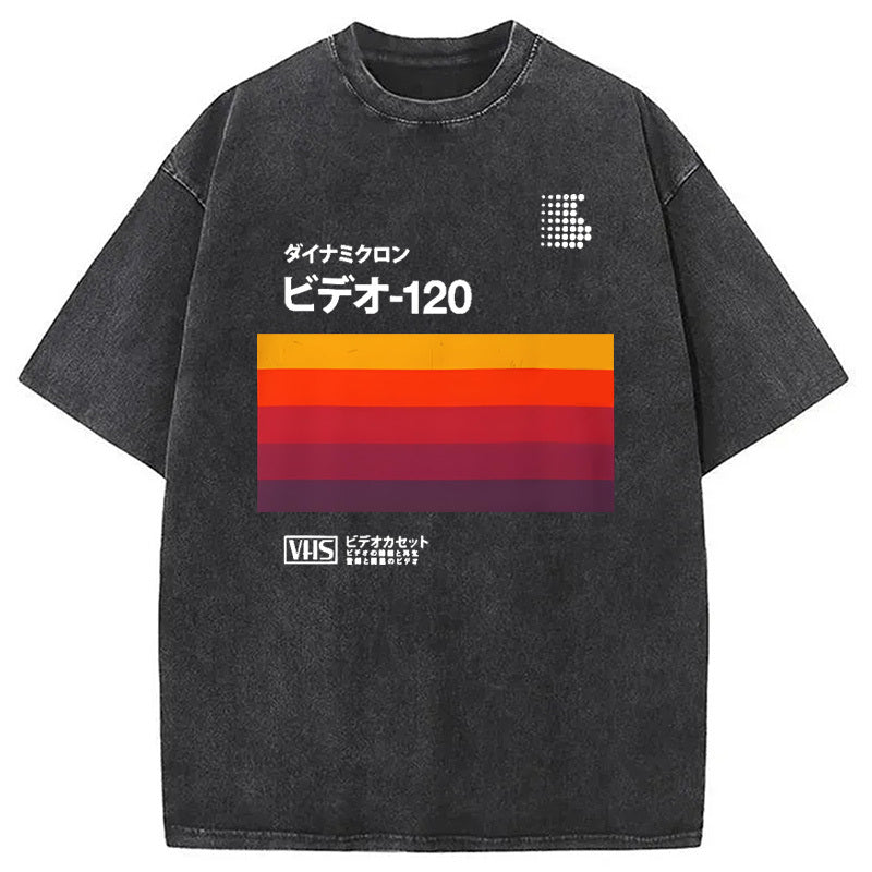 Retro Japanese VHS Cassette Washed T-Shirt Everyday Comfort Graphic Shirt Gifts For Him - Gypsysystersgift