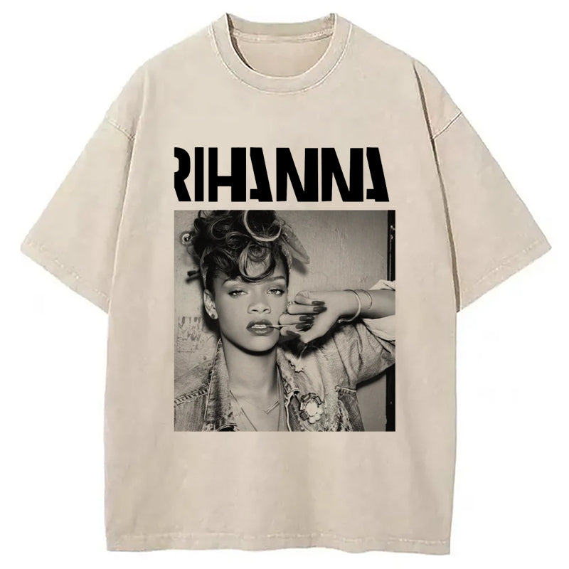 Rihanna Badgal 90's Hip Hop Rap Washed T-Shirt Retro Streetwear Graphic Top Gifts For Her - Gypsysystersgift
