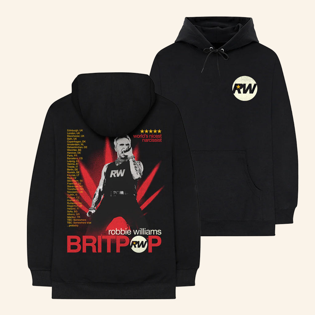 Robbie Williams Merch Britpop Tour Date Hoodie Christmas Gifts For Music Fans - Gypsysystersgift