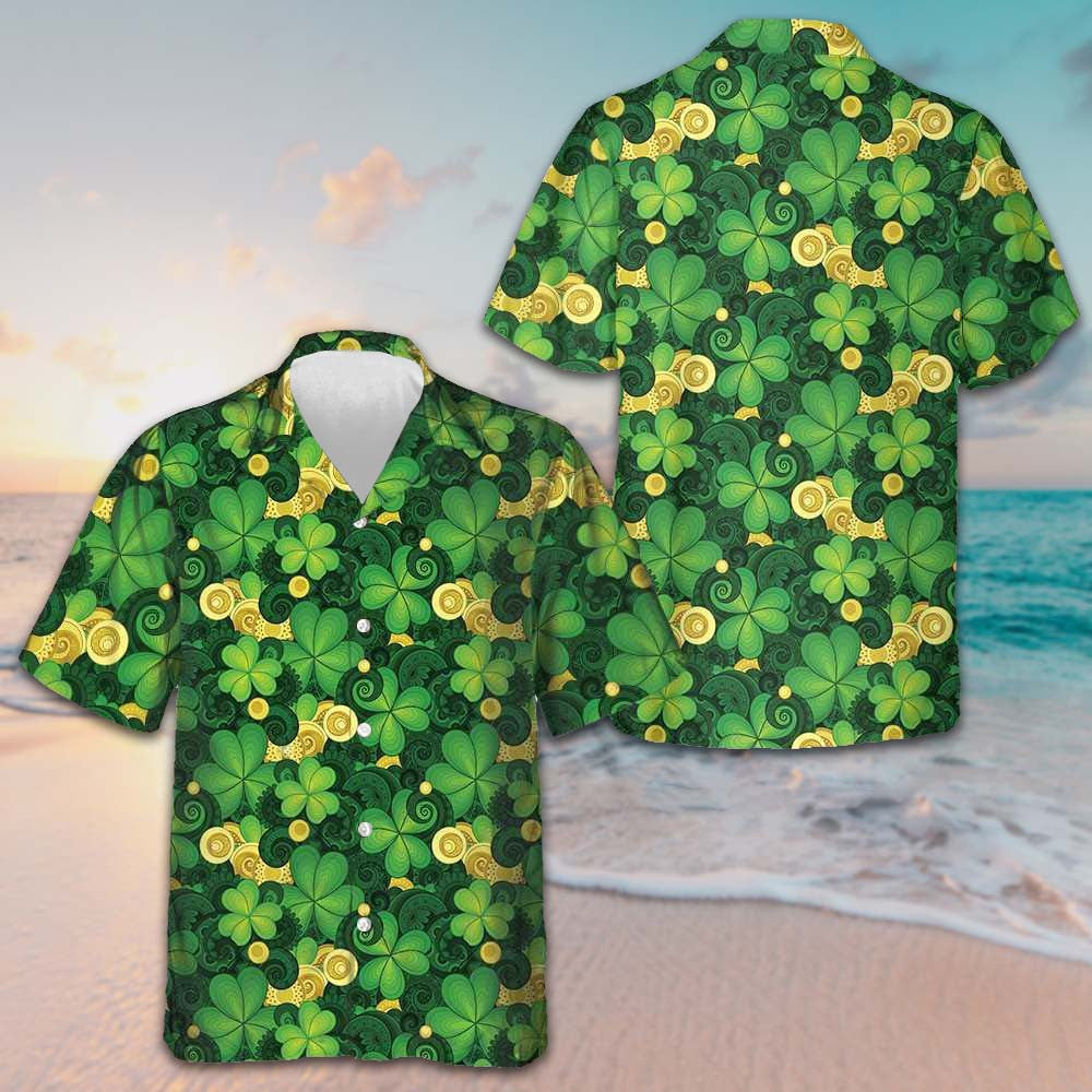 Saint Patrick's Day Hawaiian Shirt Shamrock Button Down Shirt Gifts For Irish - Famerry