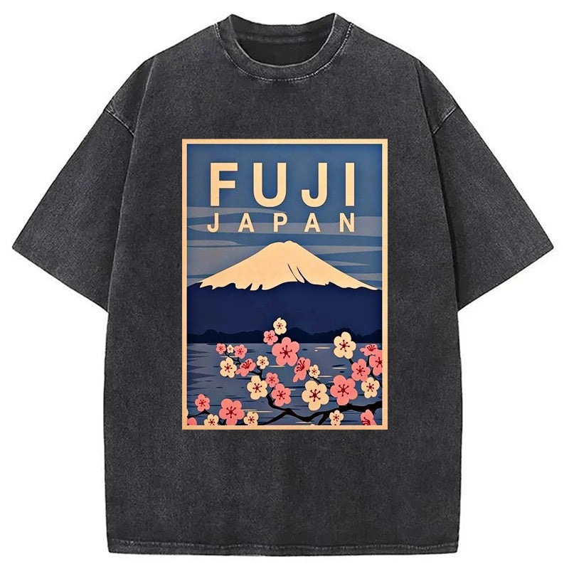 Sakura Fuji Japan Vintage Washed T-Shirt Trendy Everyday Casual Outfit Gifts For Her - Gypsysystersgift