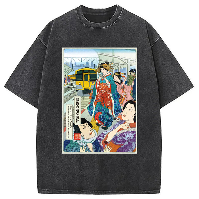 Seibu Railway Washed T-Shirt Retro Humor Outfit Idea Gifts For BFF - Gypsysystersgift
