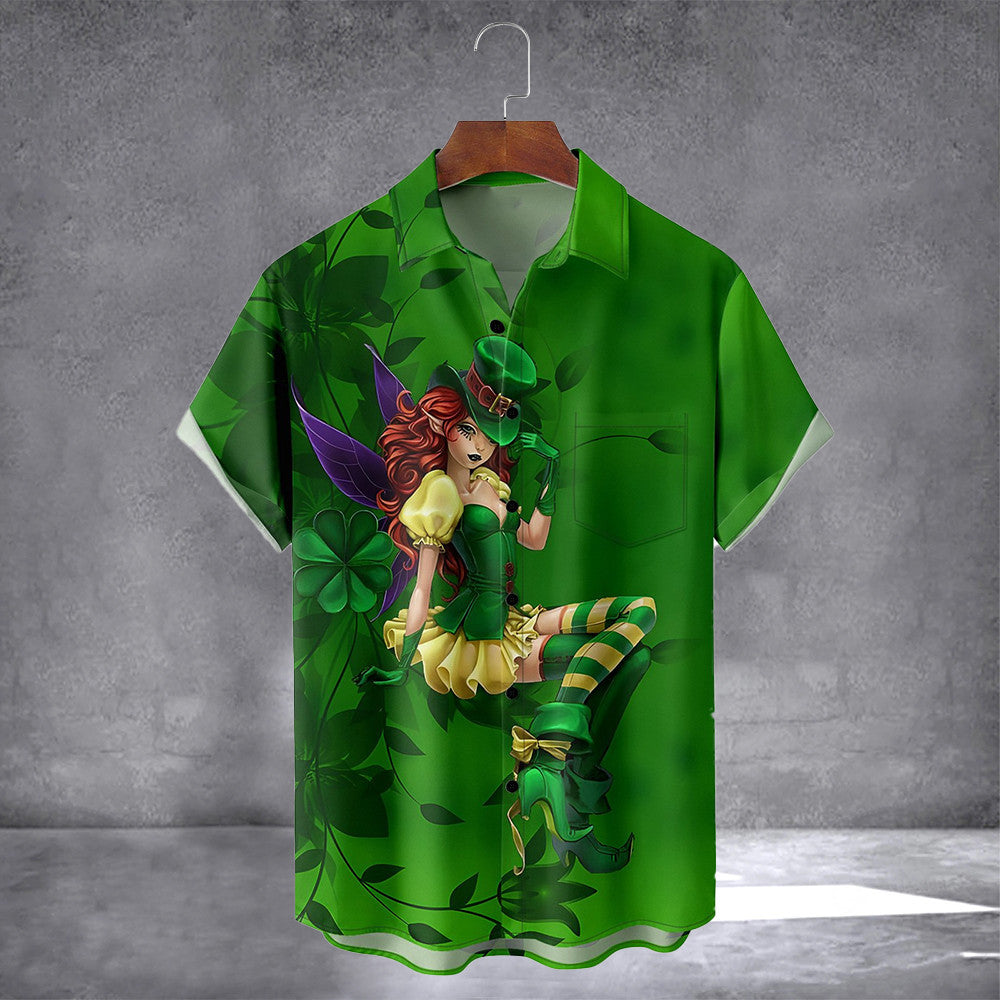 Shamrock Happy St. Patrick's Day Hawaiian Shirt With Pocket Irish Holiday Shirt Gift For Husband - Famerry