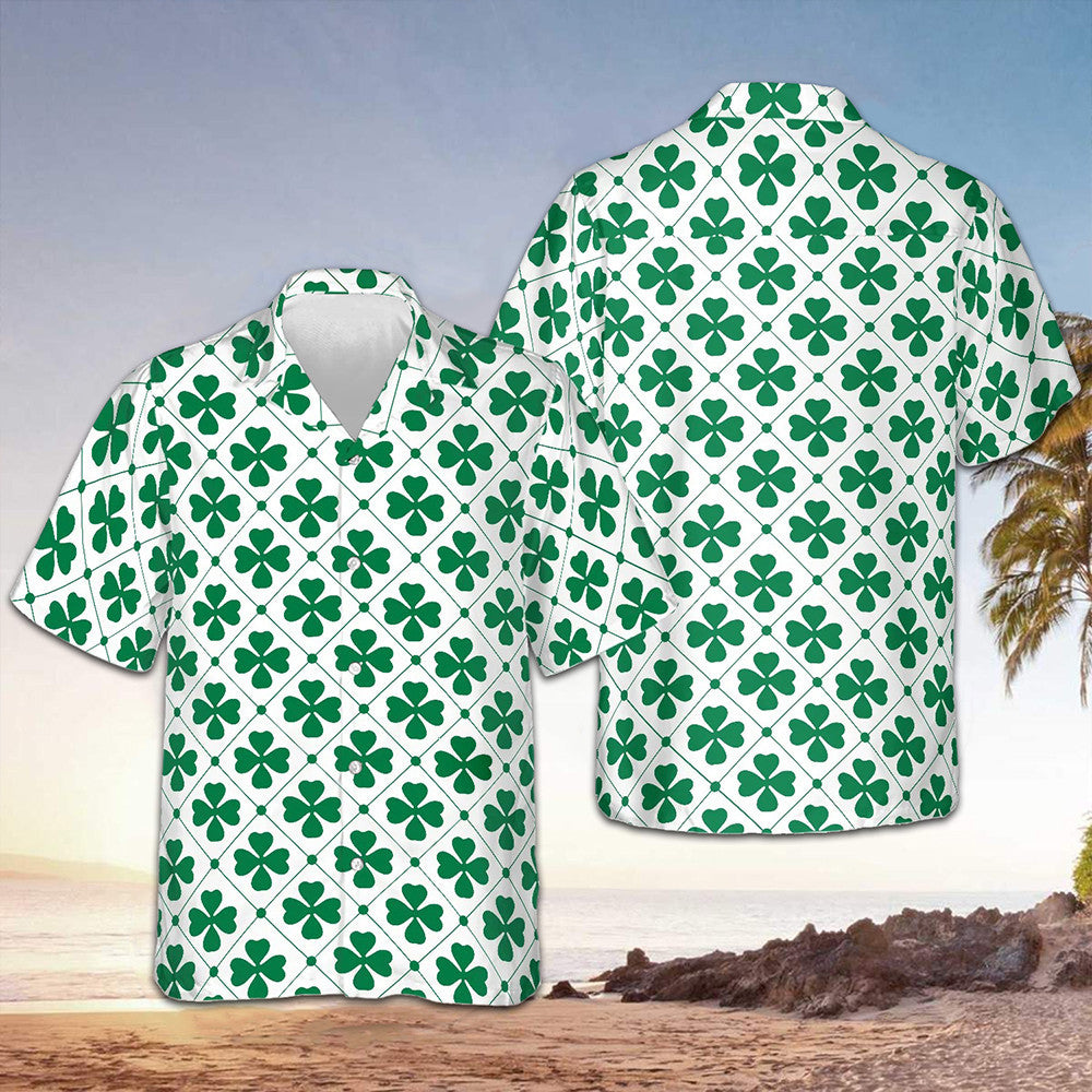 Shamrock St Patrick's Day Hawaiian Shirt Button Up Beach Shirts Mens Gifts For Irish - Famerry