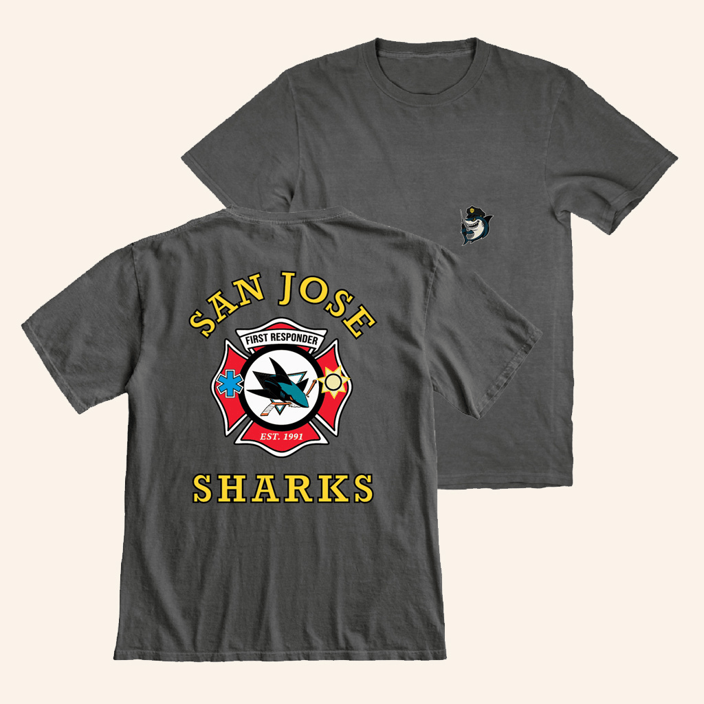 Sharks Pro Merch San Jose Ice Hockey First Responders Police T-Shirt Gifts For Him - GypsysystersGift