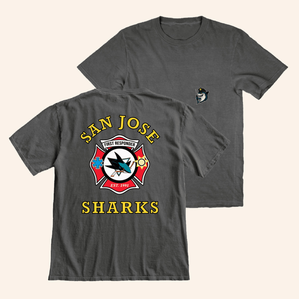 Sharks Pro Merch San Jose Ice Hockey First Responders Police T-Shirt Gifts For Him - GypsysystersGift