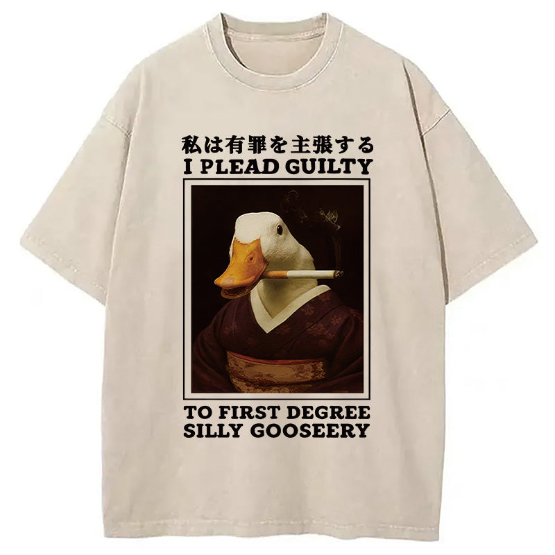 Silly Goose Smoking Funny Washed T-Shirt Cool Graphic Tee For Men Women Gifts For Her - Gypsysystersgift