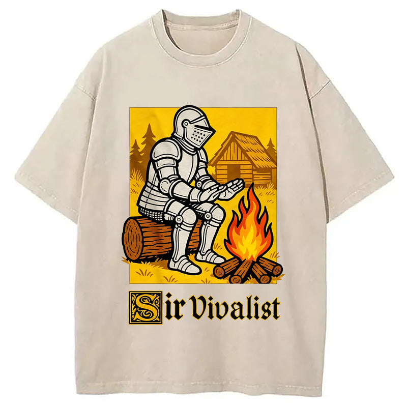 Sir Vivalist Funny Knight Meme Washed T-Shirt Cool Graphic Tee For Men Women Gifts For Him - Gypsysystersgift