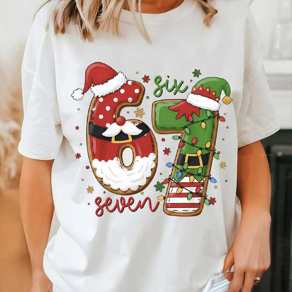 Six Seven Funny Santa And Elf Christmas Meme Shirt Christmas Gifts For Wife - Gypsysystersgift