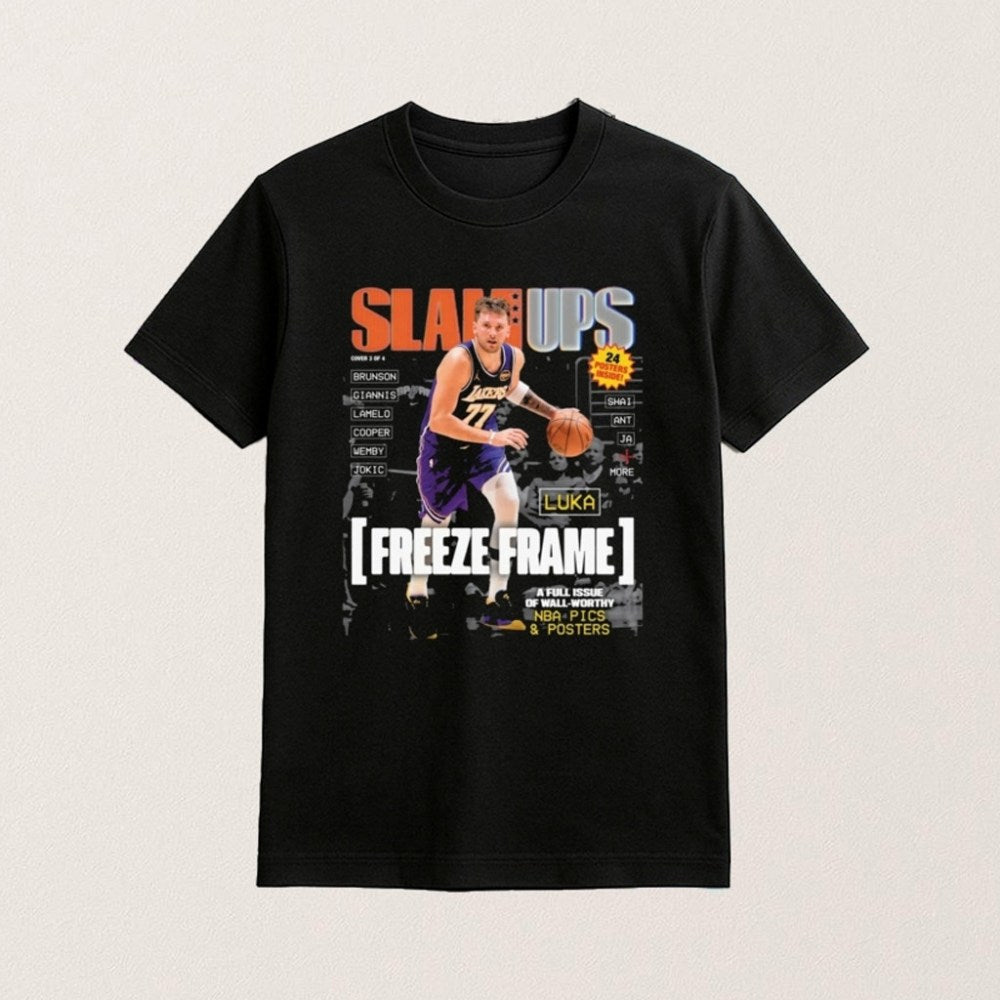 SLAMUPs Merch Luka Doncic Freeze Frame Magazine T-Shirt Best Gifts For Basketball Lovers - GypsysystersGift