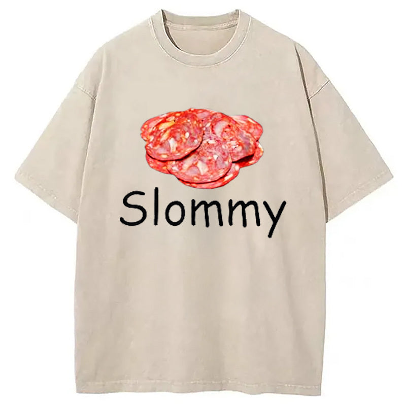 Slommy Salami Meme Washed T-Shirt Everyday Comfort Graphic Shirt Gifts For Her - Gypsysystersgift