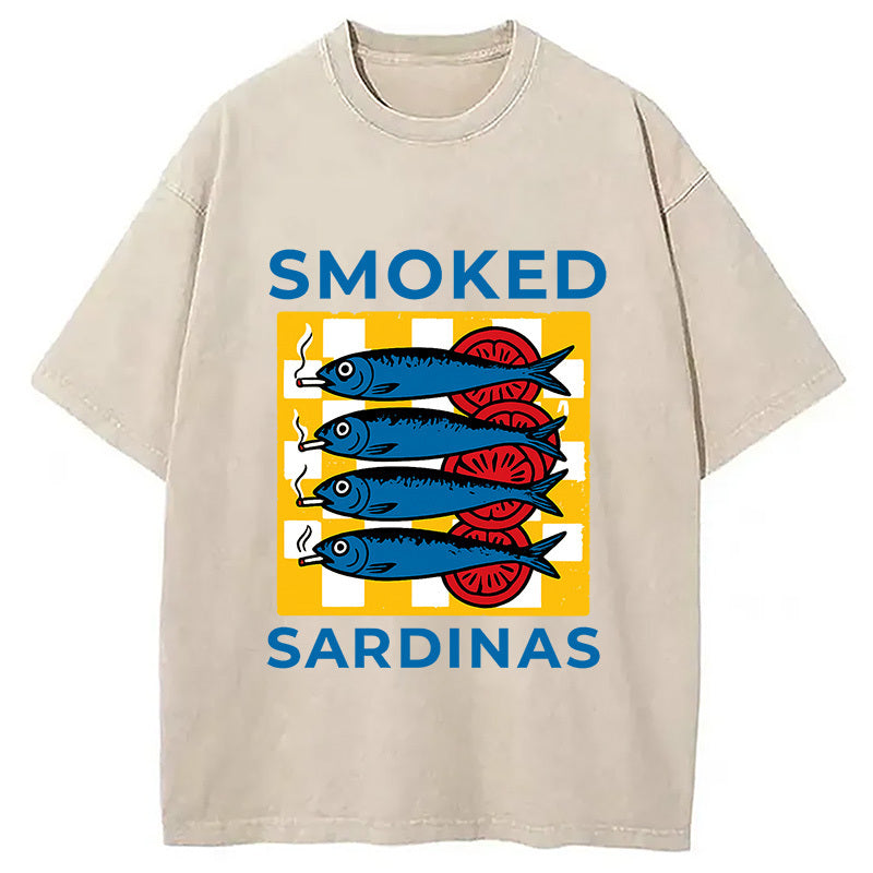 Smoked Sprats Ocean Washed T-Shirt Everyday Comfort Graphic Shirt Gifts For Her - Gypsysystersgift