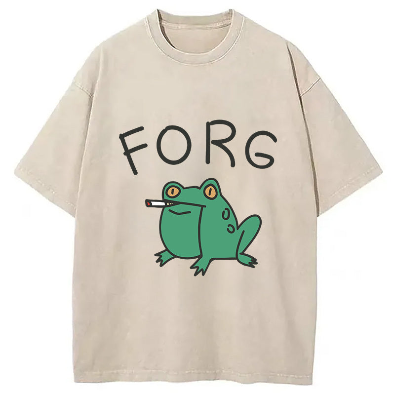 Smoking Frog Washed T-Shirt Cool Graphic Tee For Men Women Gifts For Besties - Gypsysystersgift