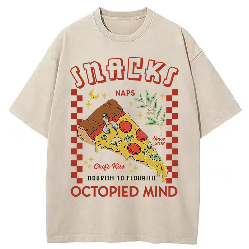 Snacks and Naps Washed T-Shirt Casual Oversized Outfit Style Gifts For Her - Gypsysystersgift