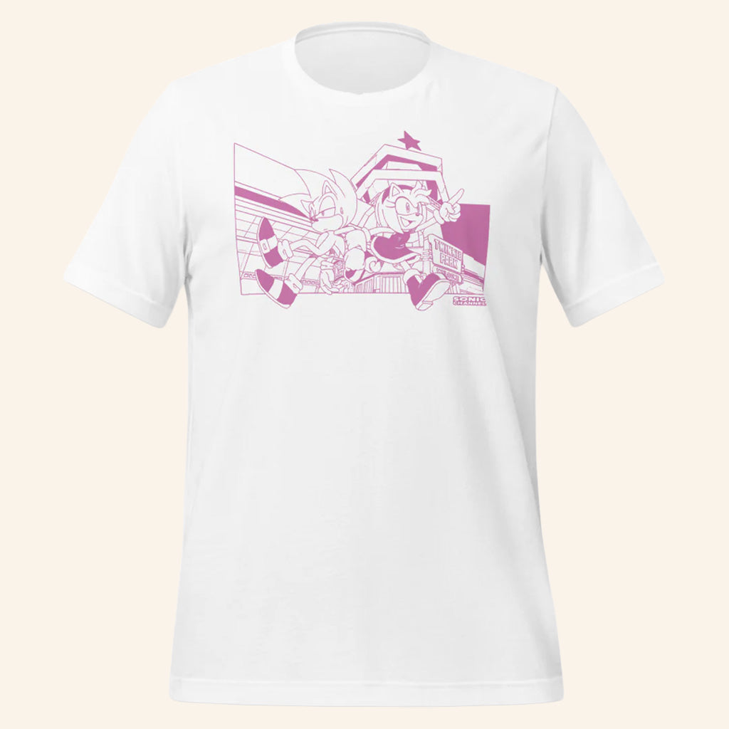 Sonic The Hedgehog Merch Sonic And Amy Wallpaper Cover Story T-Shirt Gifts For Her - GypsysystersGift