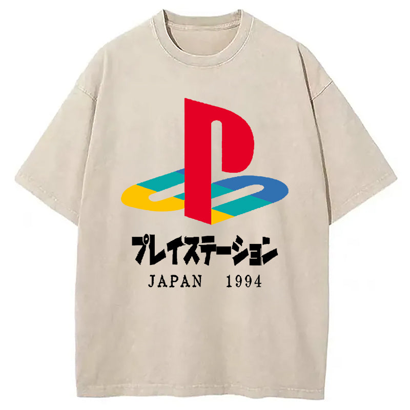 Sony Playstation Japanese Washed T-Shirt Minimal Retro Graphic Clothing Gifts For Her - Gypsysystersgift