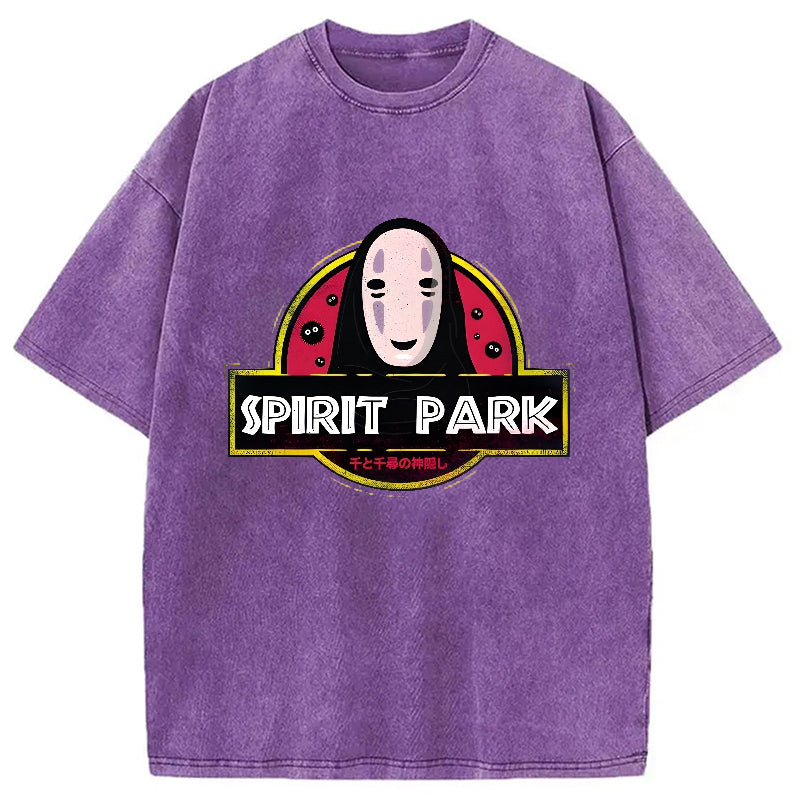 Spirit Park No Face Kaonashi Vintage Washed T-Shirt Minimal Retro Graphic Clothing Gifts For Her - Gypsysystersgift