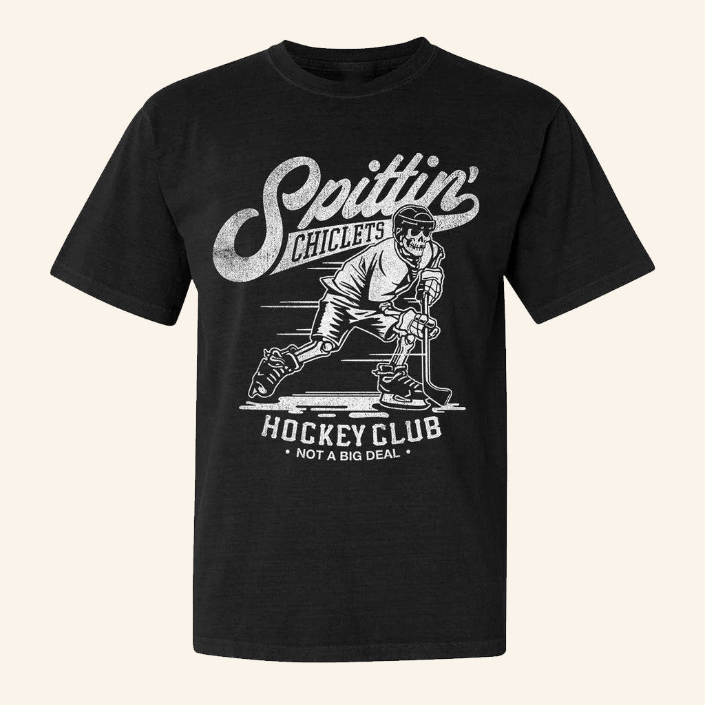 Spittin Chiclets Merch Spittin Chiclets Hockey Club Skel T-Shirt Ice Hockey Gifts For Him - Gypsysystersgift