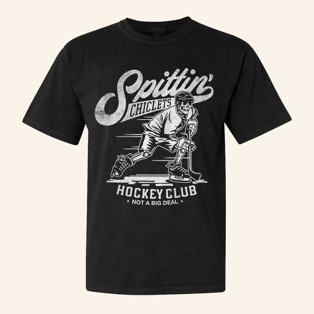Spittin Chiclets Merch Spittin Chiclets Hockey Club Skel T-Shirt Ice Hockey Gifts For Him - Gypsysystersgift