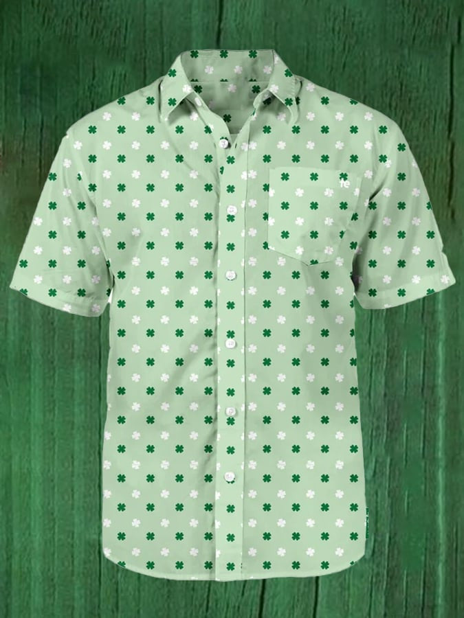 St Patrick's Day Clovers Button Up Shirt St Patty's Apparel Gifts Ideas For Him - Famerry
