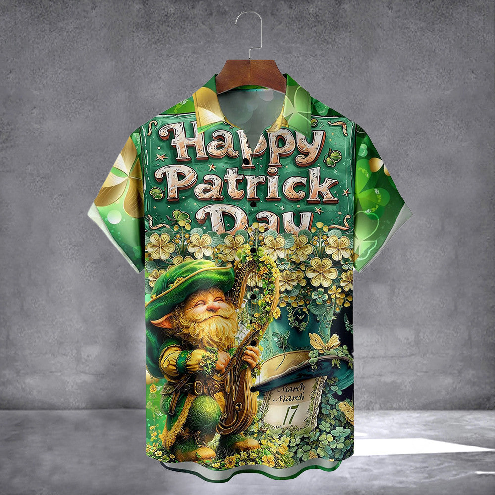 St. Patrick's Day Gnome Hawaiian Shirt With Pocket March 17 Holiday Button Up Shirt For Irish - Famerry