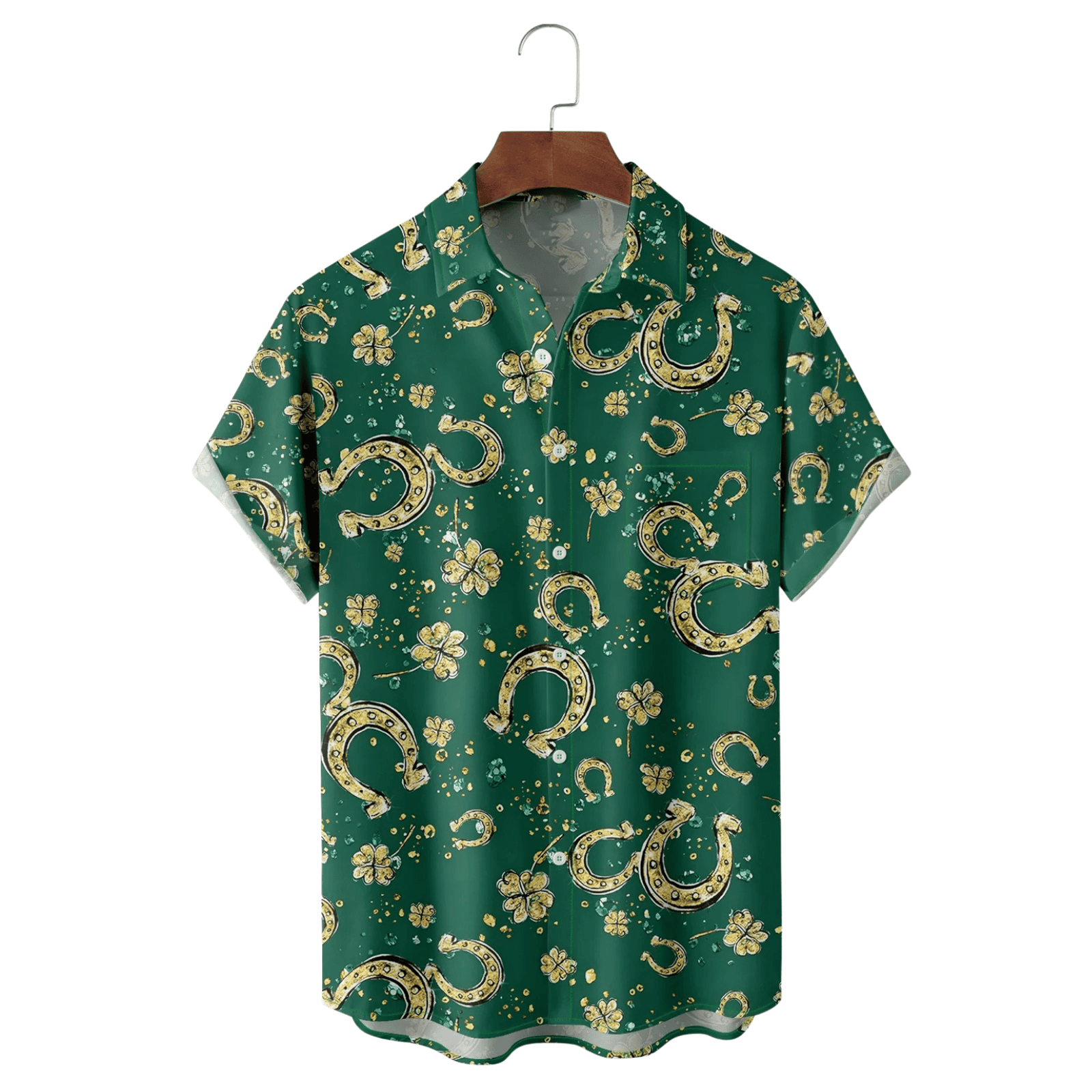 St Patrick's Day Horseshoes Clover Hawaiian Shirt Tropical Vibe Aloha Shirt For Men - Famerry