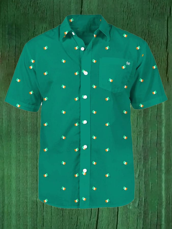 St Patrick's Day Irish Flag Button Up Shirt St Patty's Day Apparel Cool Gifts For Guys Ireland - Famerry