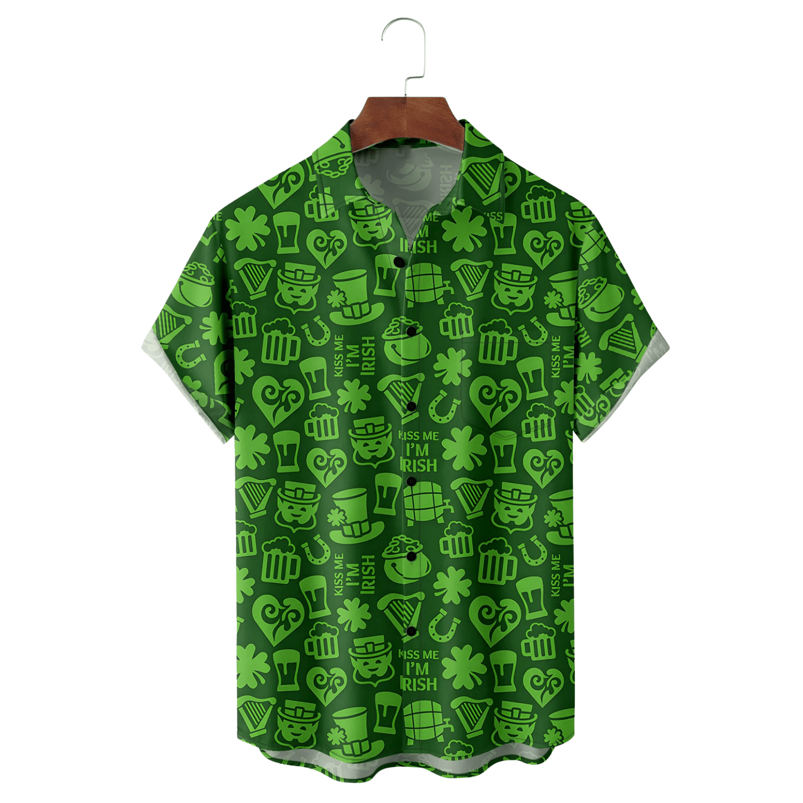 St Patrick's Day Lucky Clover Beer Hawaiian Shirt Green Irish Button Up Shirt Paddys Day Gifts - Famerry