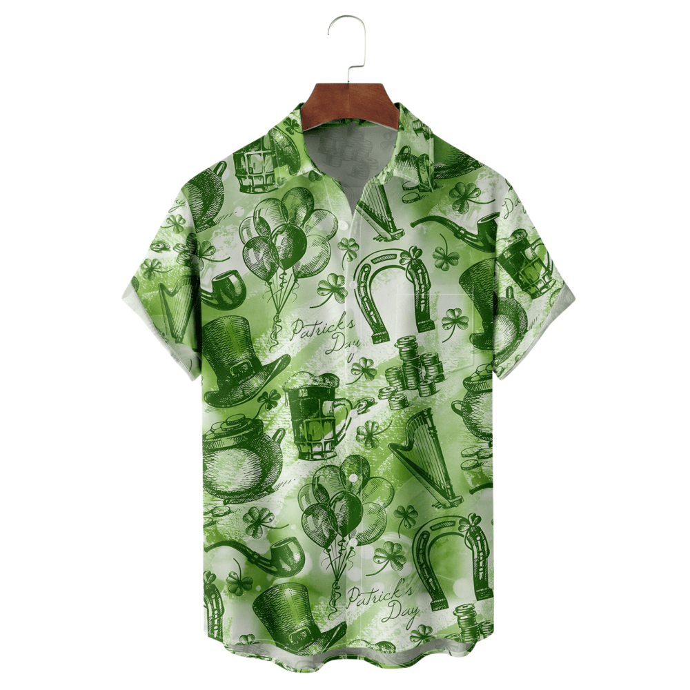 St Patrick's Day Lucky Clover Gold Coins Beer Hawaiian Shirt St Patty's Apparel Gifts For Irish - Gypsy Systers