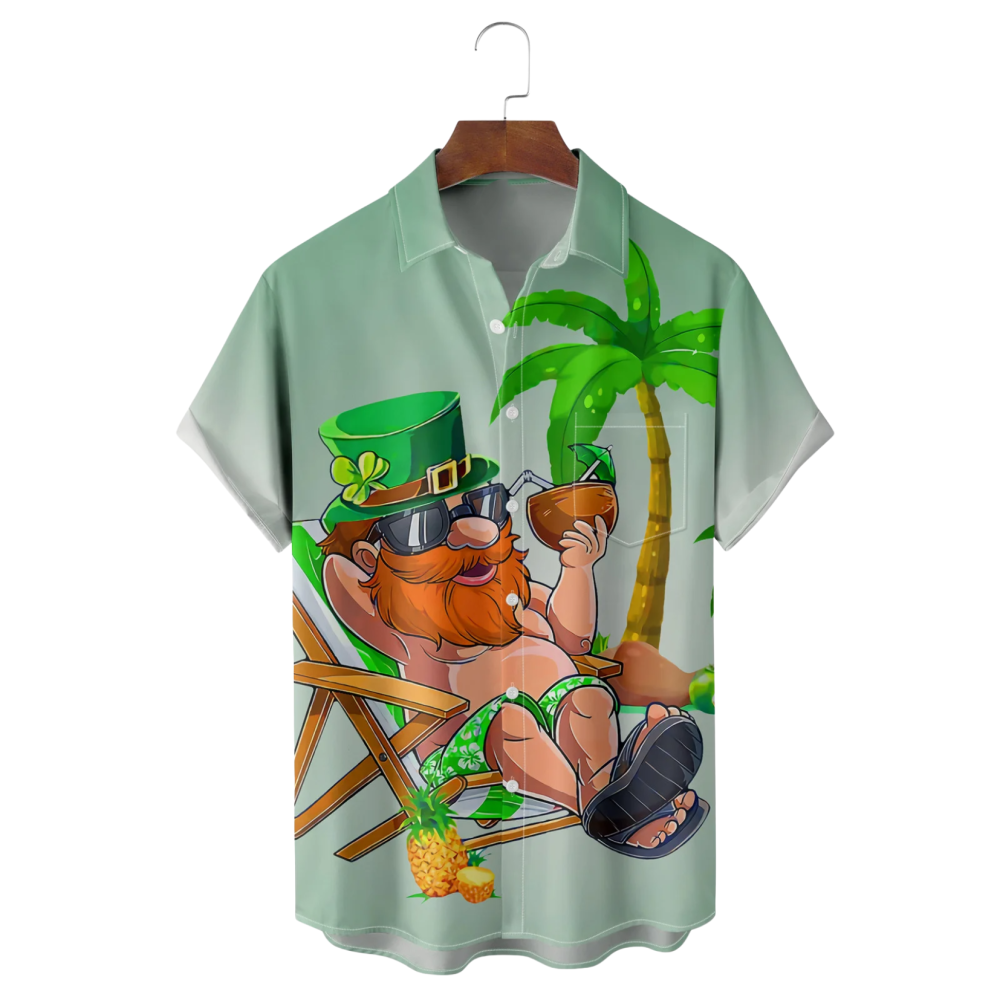 St Patrick's Day Lucky Clover Hawaiian Shirt Tropical Vibe Aloha Shirt St Paddy's Day Gifts - Gypsy Systers