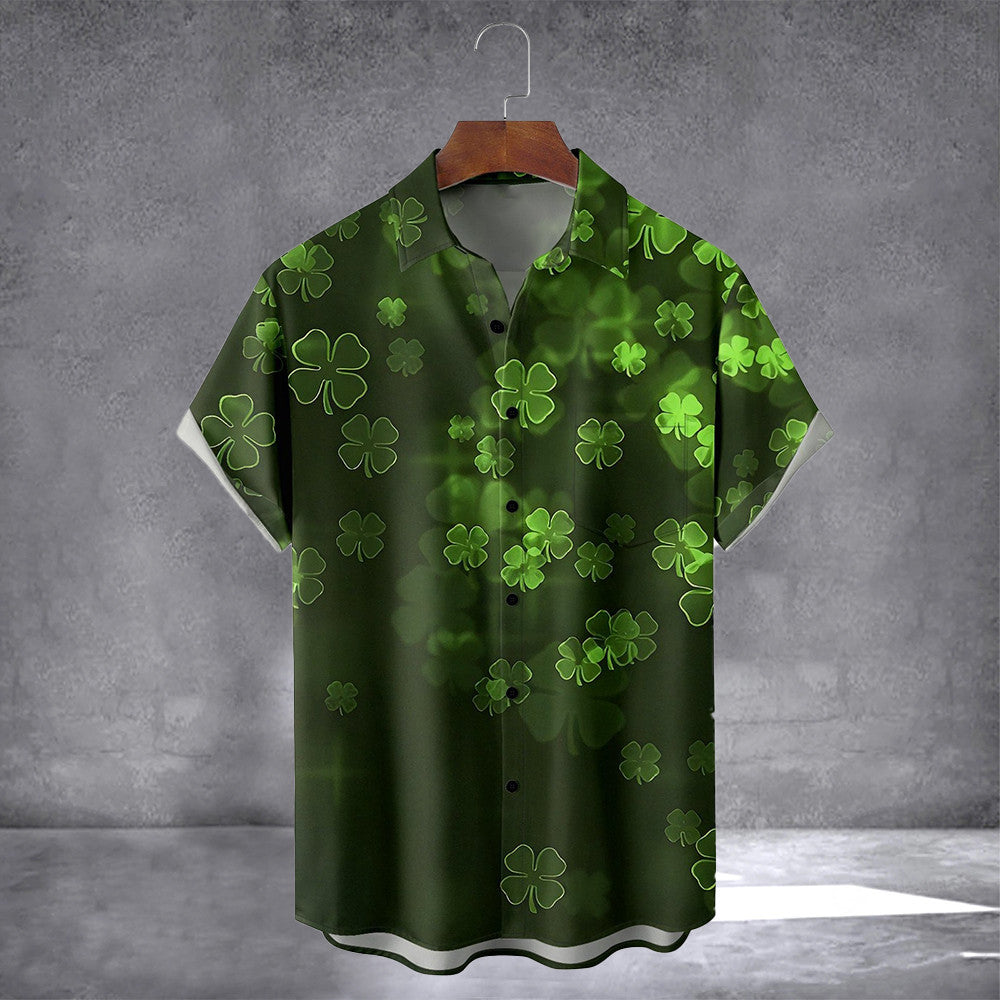St. Patrick's Day Lucky Clover Hawaiian Shirt With Pocket March 17 Holiday Shirt Gift For Him - Famerry