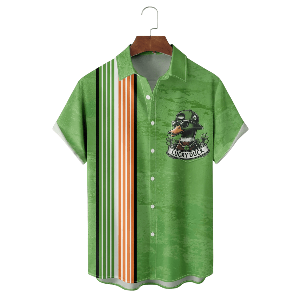 St Patrick's Day Lucky Duck Hawaiian Shirt Duck Shamrock Aloha Shirt St Pattys Day Gifts - Gypsy Systers