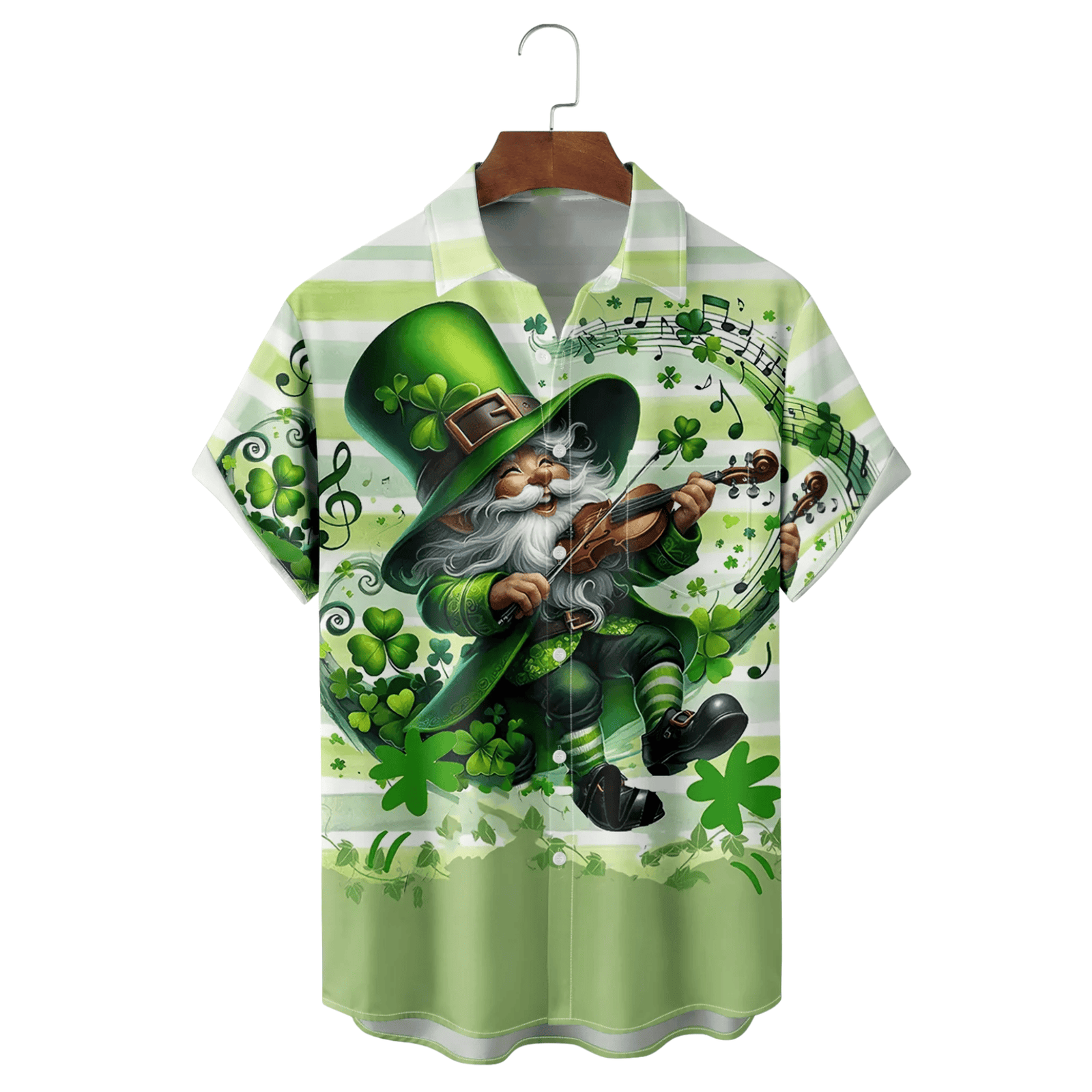 St Patrick's Day Musical Gnome Playing Violin Hawaiian Shirt Saint Patty's Day Gifts - Famerry
