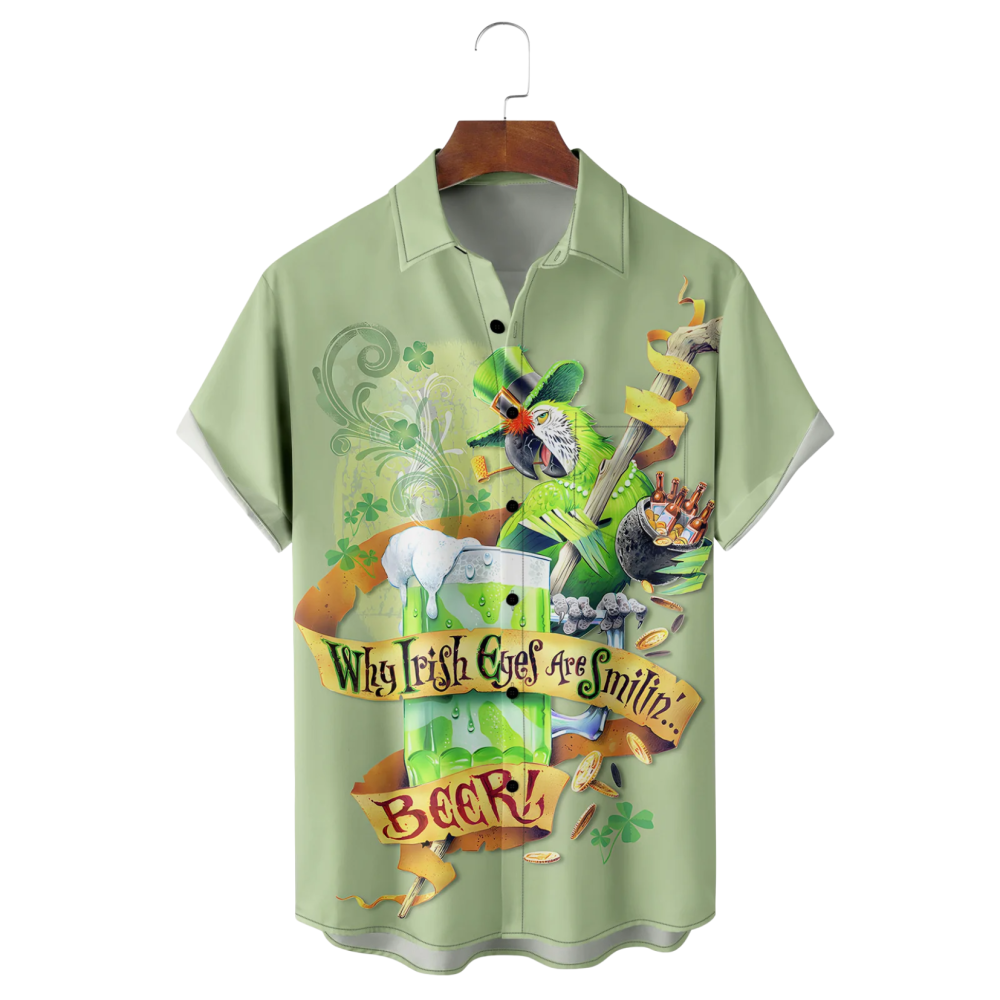 St Patrick's Day Parrot Beer Gold Coins Hawaiian Shirt Why Irish Eyes Are Smilin Shirt Gifts - Famerry