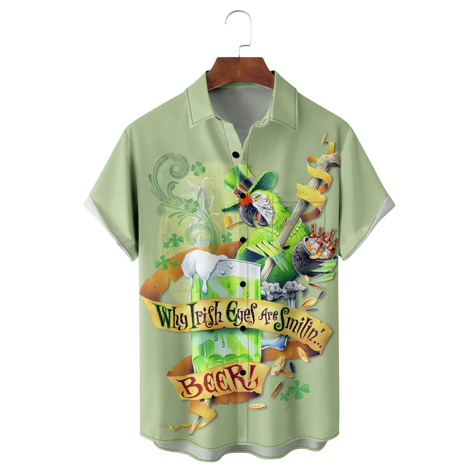 St Patrick's Day Parrot Beer Gold Coins Hawaiian Shirt Why Irish Eyes Are Smilin Shirt Gifts - Famerry