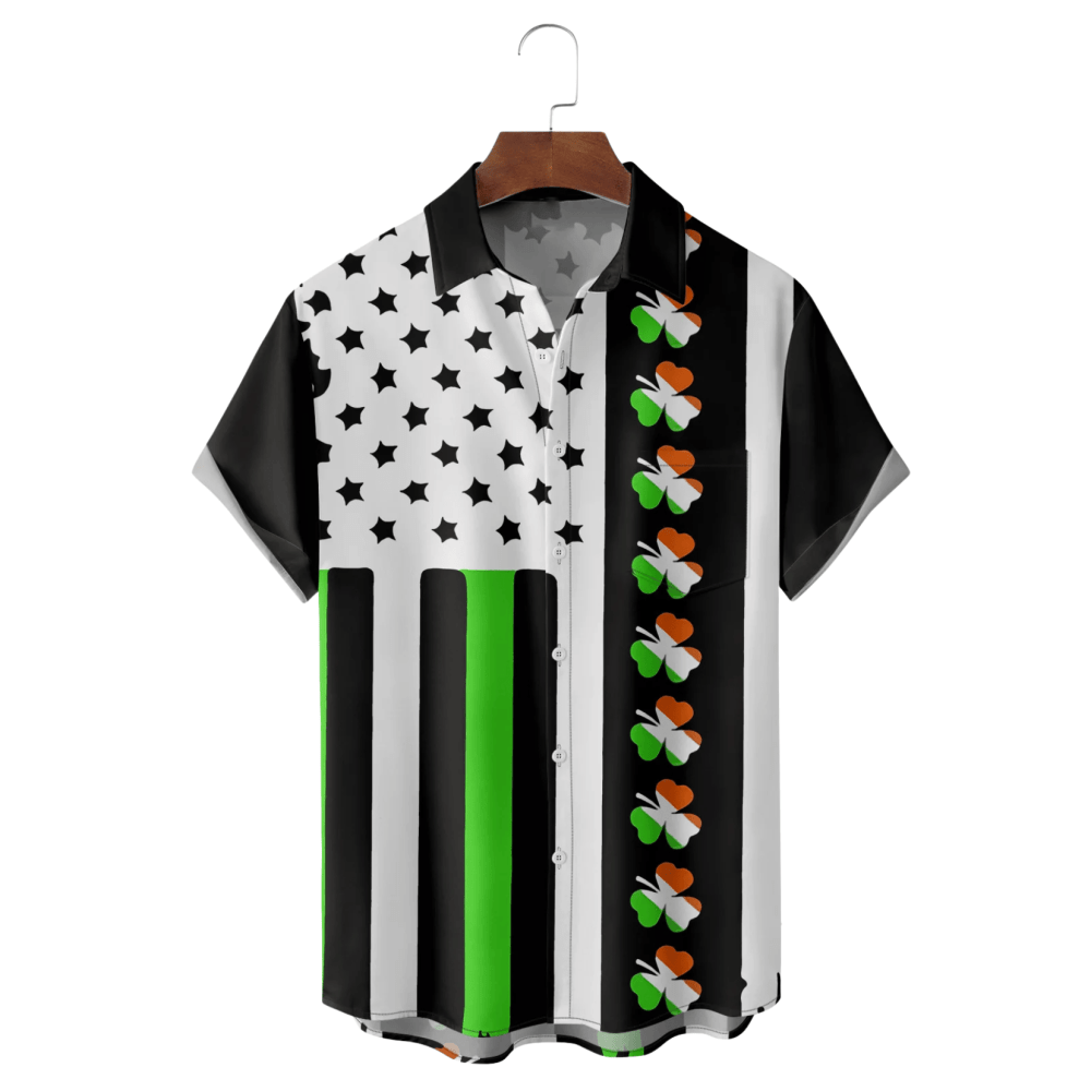 St Patrick's Day Patriotic Themed Hawaiian Shirt Irish Holiday Button Up Shirt St Patty Gifts - Gypsy Systers