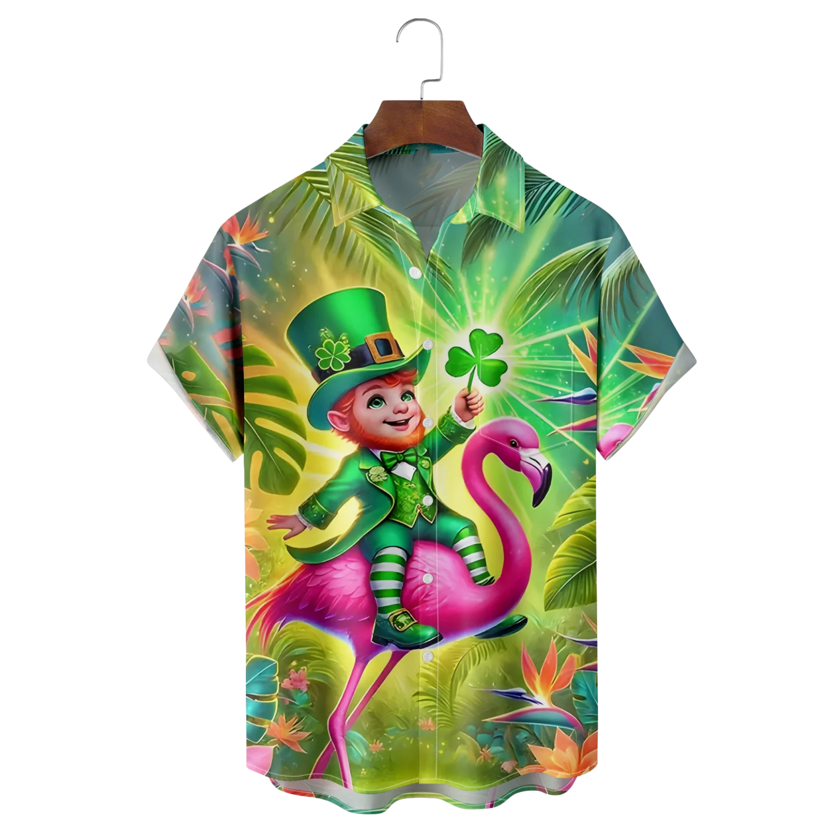 St Patrick's Day Pygmy Hawaiian Flamingo Hawaiian Golf Shirt St Paddy's Day Gifts Ideas - Famerry