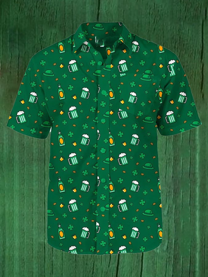 St Patrick's Day Shamrock Button Up Shirt Ice Cold Clover St Patty's Day Apparel For Men - Famerry
