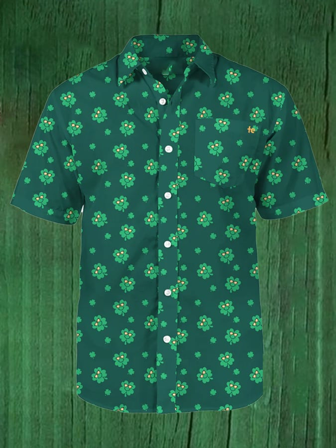 St Patrick's Day Shamrock Button Up Shirt St Patty's Outfits Funny Gifts For Him Ireland - Famerry