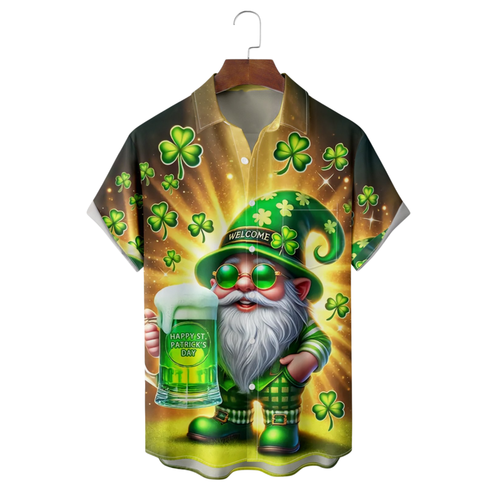 St Patrick's Day Shamrock Gnome Beer Hawaiian Shirt Saint Patty's Day Gifts For Men - Gypsy Systers
