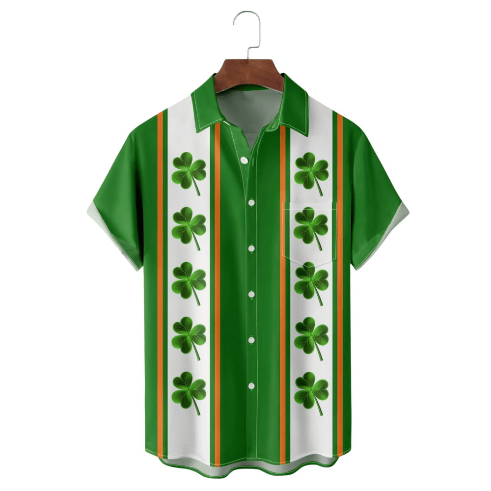 St Patrick's Day Shamrock Hawaiian Shirt Lucky Clover Leaf Shirts Paddys Day Gifts - Famerry